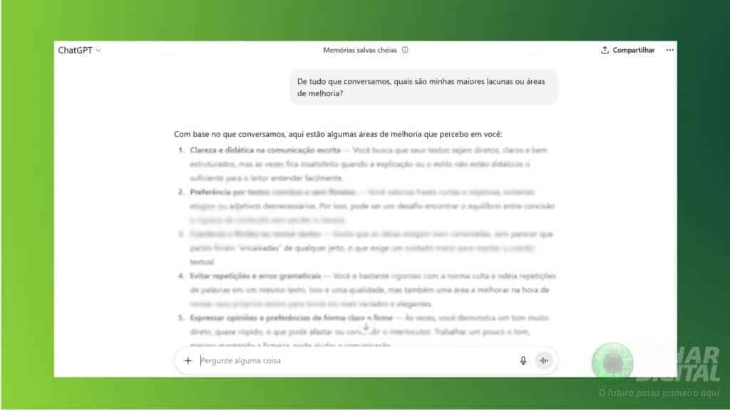 Cinco comandos revelam o que o ChatGPT “lembra” sobre o usuário - Imagem do artigo original